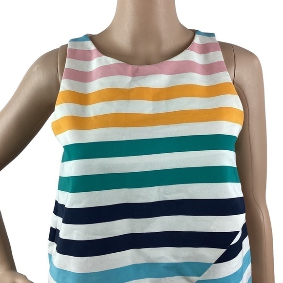 Zara Top Size S Multicolor Stripe Sleeveless Fold Over Style - Picture 2 of 6